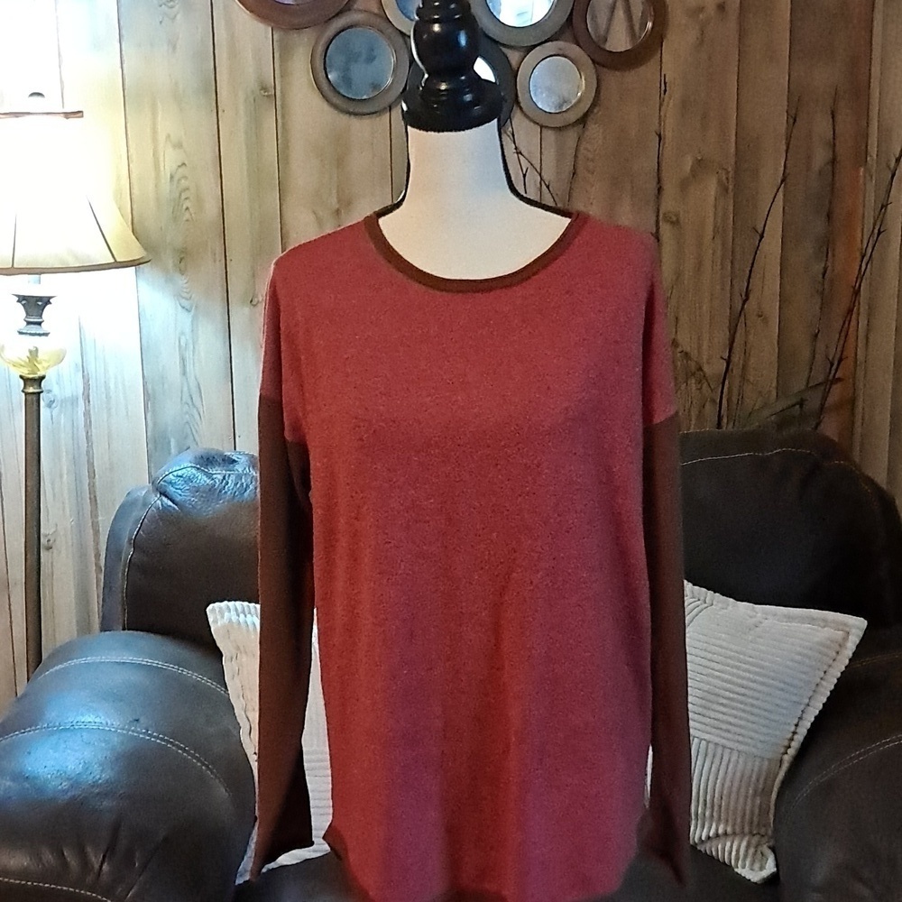 Smartwool Pink Tan Blue Colorblock Shadow Pine Merino Sweater Womens Size L